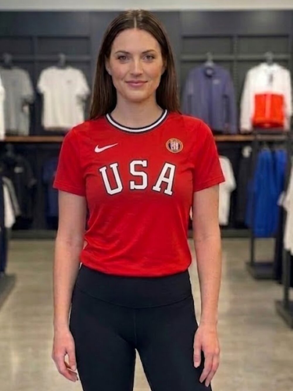 Nike USA Olympic Heritage Sports Soccer Red Ringer T-shirt Women's M NWT